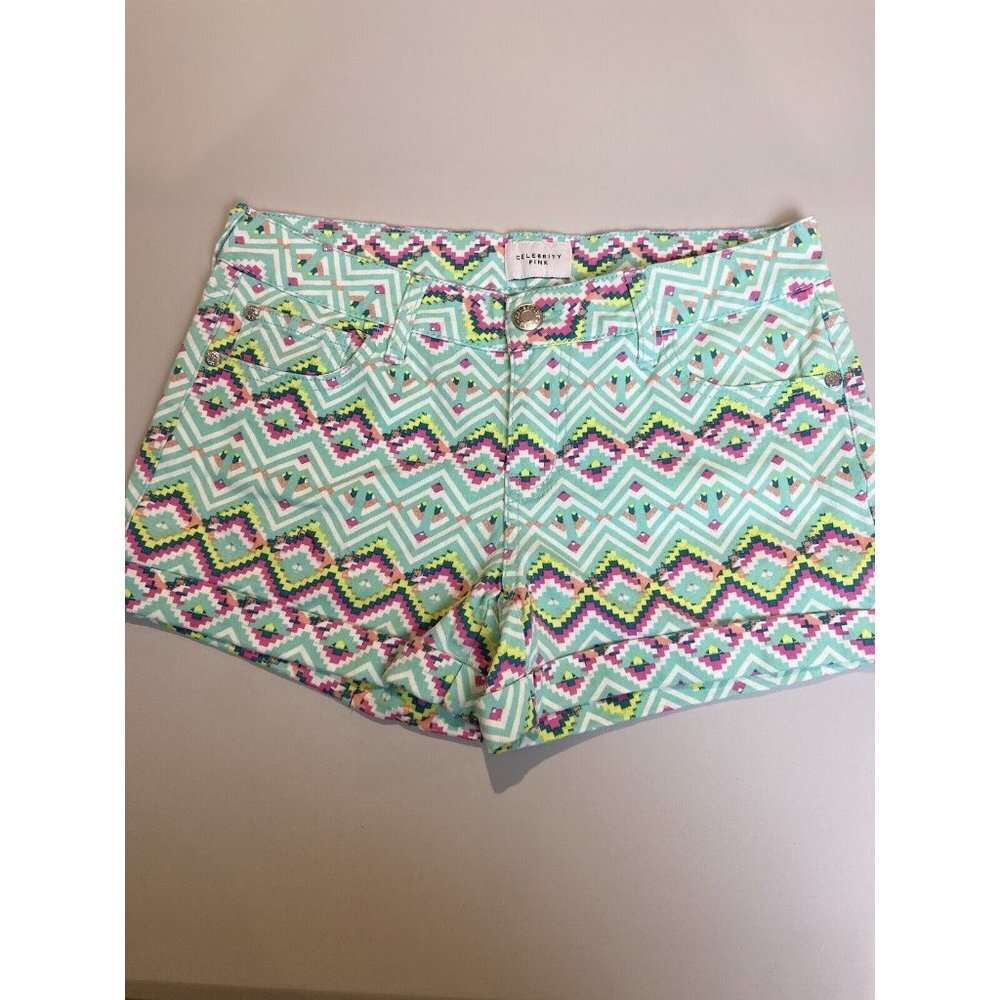 Celebrity Pink chevron multicolor short zip up women's size 5/27